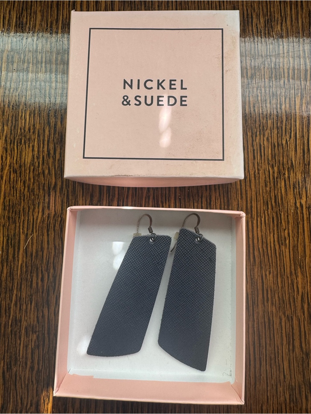 Nickel & Suede Black Textured Long Drop Earrings